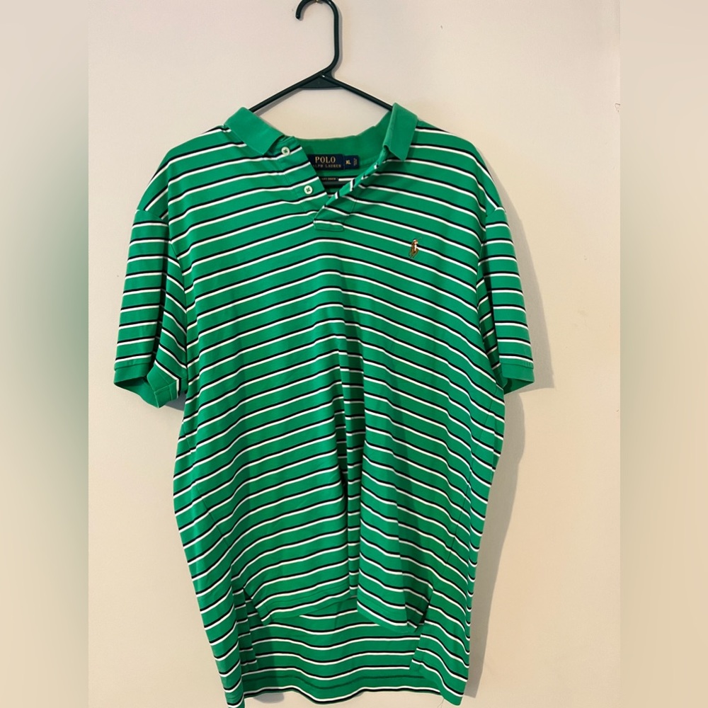 Polo by Ralph Lauren Stripped Green Polo Shirt - XL